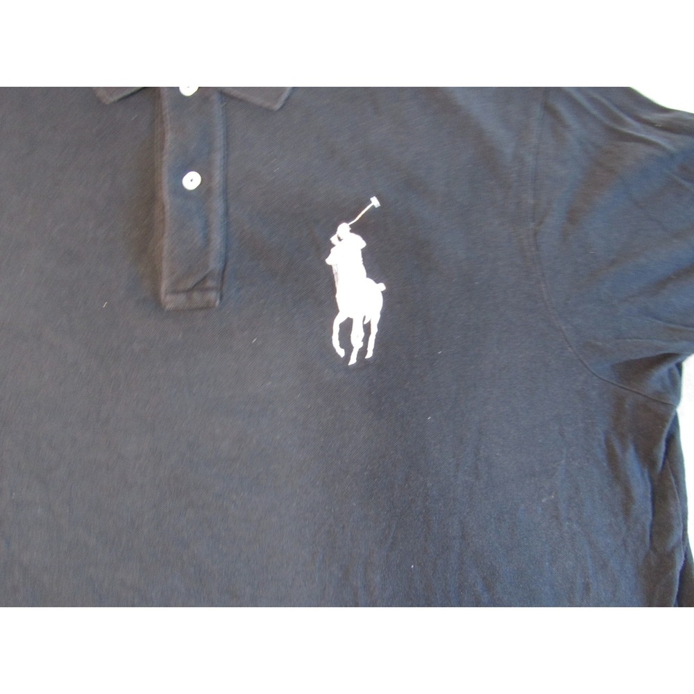 Polo Ralph Lauren Mens 3XL Big Pony Polo Shirt Black Short Sleeve Number 2 Logo